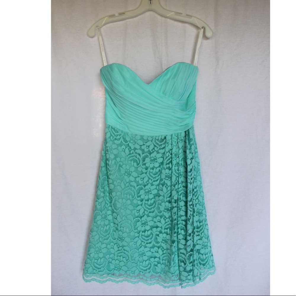 David’s Bridal Spa Blue Bridesmaid Dress